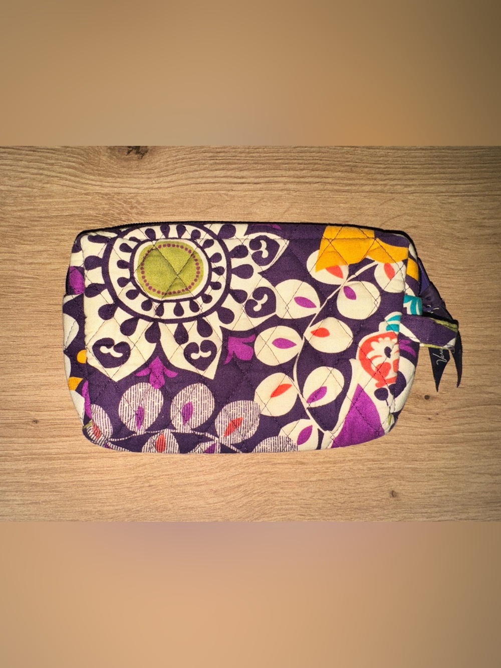 Vera Bradley Purple Floral Zip Cosmetic Makeup Bag Organizer